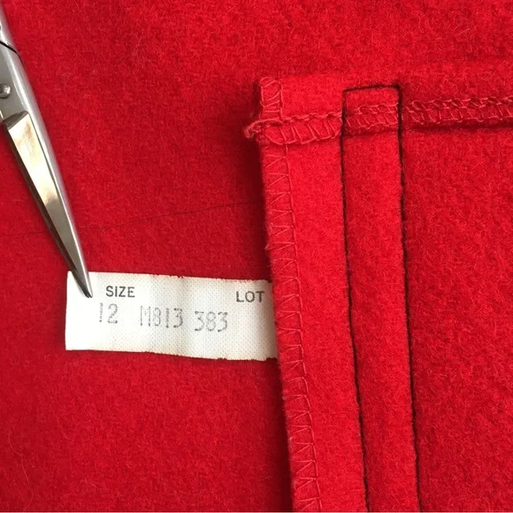 Vintage Pendleton Vest & Cape 12 Red Wool Black faux leather trim 2 piece